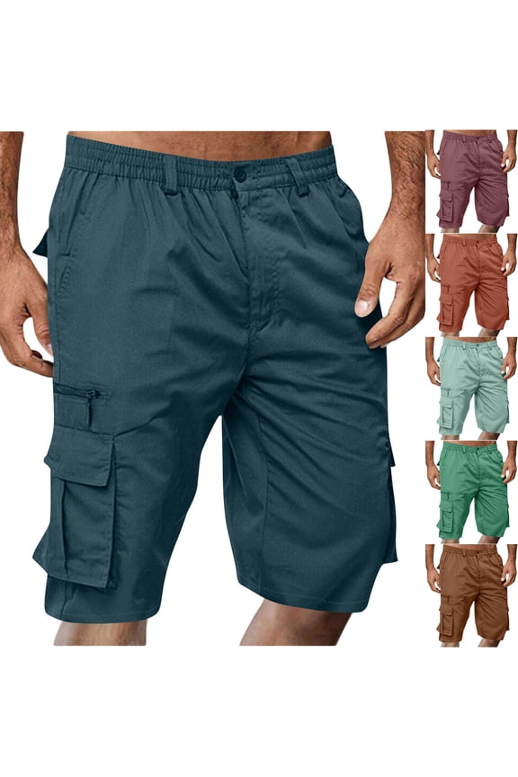 Men's Cargo Shorts Casual Outdoor Trousers Summer Thin Style Straight Leg Work Trousers with Multiple Pockets Bronze L