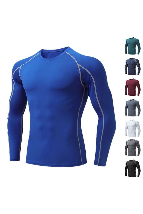 Men's Compression Shirts Long Sleeve Athletic Workout Base Layer Quick Dry Fit Basketball Football Tops Undershirts