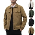 thumbnail image 1 of Zedker Men's Corduroy Coat Long Sleeve Snap Button Mens Corduroy Shirts Casual Work Jackets for Men Beige XL, 1 of 7