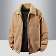 thumbnail image 1 of Zedker Men's Corduroy Jacket 2025 Sherpa Lined Thick Jackets Casual Button Down Shirt Jacket Lightweight Outdoor Warm Work Coat with Pockets Coffee XXL, 1 of 9