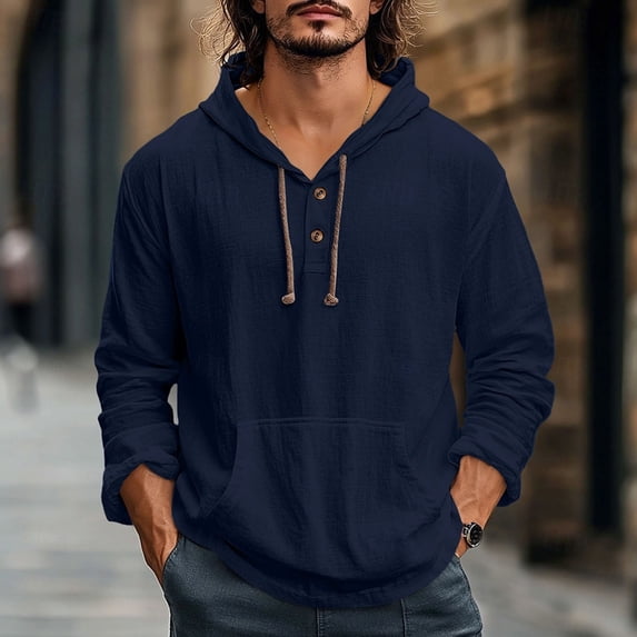 Zedker Men's Cotton Linen Long Sleeve Button Down Shirt - Summer Casual Hawaiian Beach Lightweight Casual Tops