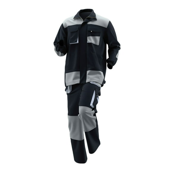 Zedker Men's Coveralls Long Sleeve One Piece Wear-Resisting Work Overalls Mechanics Jumpsuit Zipper Multiple Pockets Pants,Plus Size Blue S