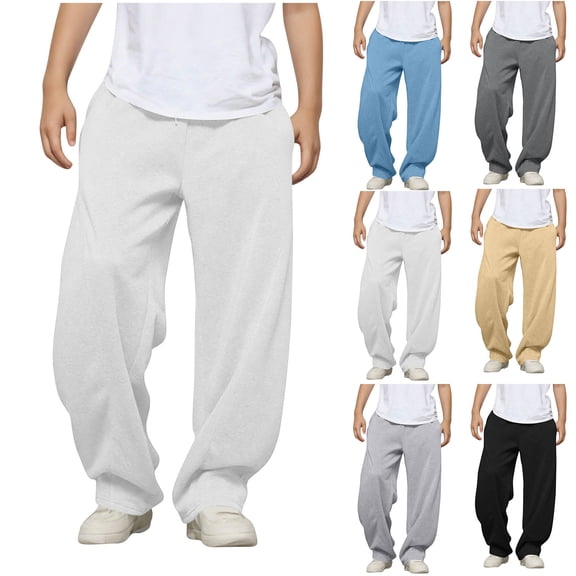 Zedker Men's Fleece Baggy Sweatpants Wide Leg Sweat Pants Lounge Athletic Gym Pants with Pockets