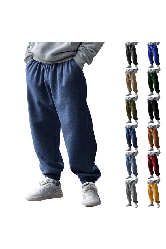 Men's Fleece-Lined Sweatpants Winter Warm Washed Sweatpants Relaxed Fit Drawstring Elastic Waist Sweatpants with Pockets Army Green XXL
