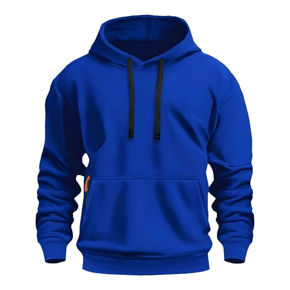 Zedker Men's Full Zip Fleece Hoodie and Men Zip Up Sherpa Lined Hoodie Fuzzy Jacket Winter Coats Blue L