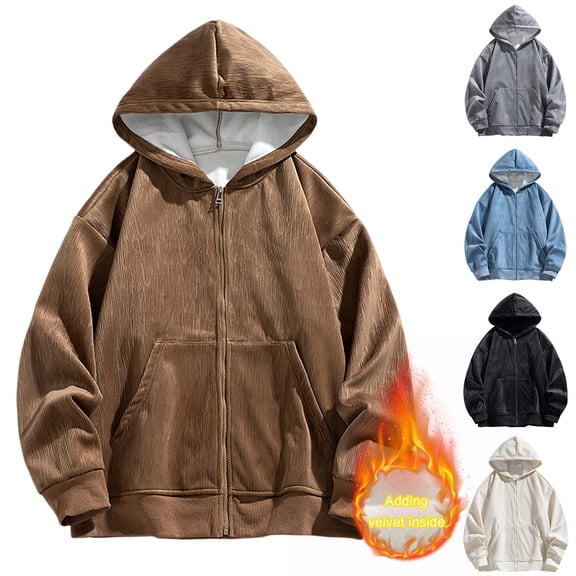 Zedker Men's Full Zip Hoodie Big & Tall Oversized Trendy Hooded Sweatshirt Jackets Causal Loose Fit Streetwear with Pocket