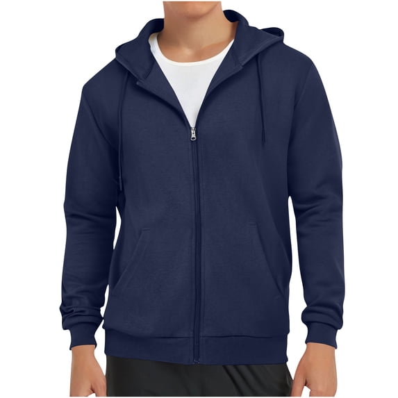 Zedker Men's Full-Zip Hoodie Waterproof Rib Cuffs, Casual Everyday Wear for Men with Pockets Navy XXXXL