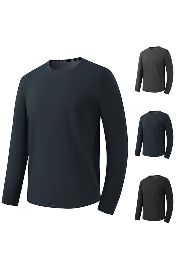 Men's Half Turtleneck Shirts Soft Stretch Combed Cotton Tees Long Sleeve Crew Neck Classic Fashion Casual T-Shirt