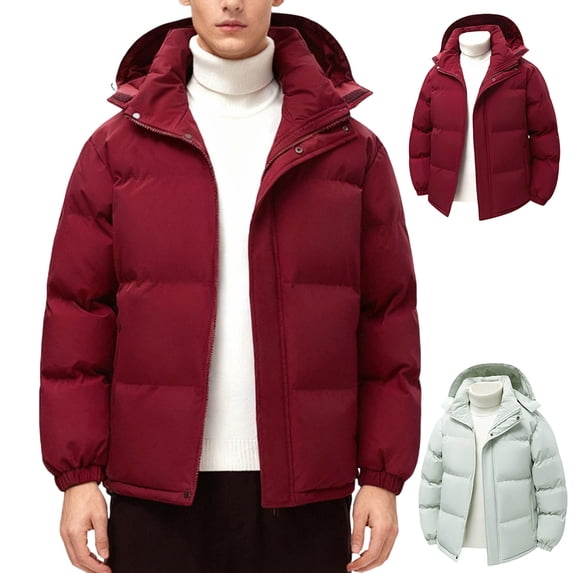 Zedker Men's Heavyweight Puffer Jacket Windproof Packable Down Hooded Jacket Thicken Warm Winter Coat with Pockets Blue S