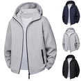 thumbnail image 1 of Zedker Men's Hooded Jacket Lightweight Softshell Waterproof Fleece Lined Windbreaker Rain Jacket Winter Outdoor Hiking Gray L, 1 of 5