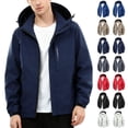 thumbnail image 1 of Zedker Men's Hooded Softshell Jacket Waterproof Lightweight Insulated Windbreaker Fleece Lined Rain Shell Jacket with Pockets Blue L, 1 of 5