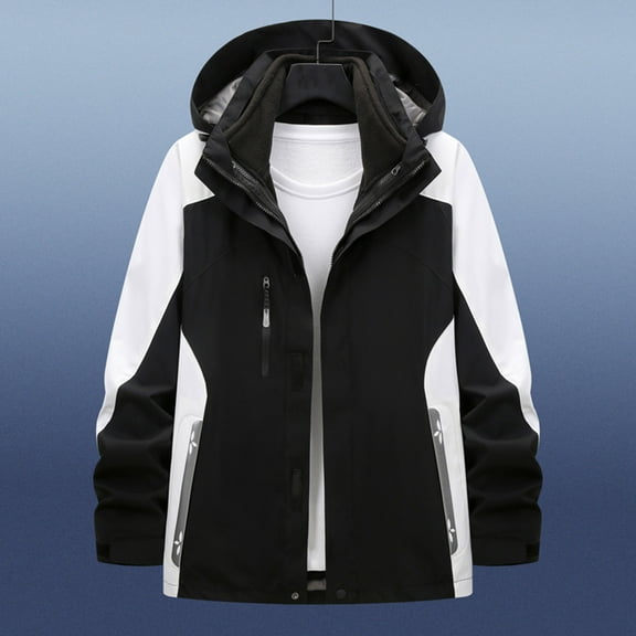 Zedker Men's Jacket Waterproof Coat Hooded Raincoat Outdoor Hiking Lightweight Windbreaker with Pockets Dark Gray S