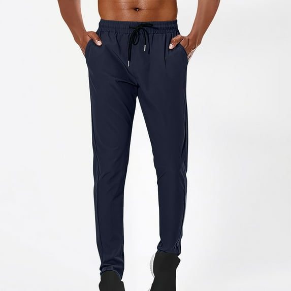 Zedker Men's Jogger Pants Casual Relaxed Fit Lightweight Sweatpants for Men with Pockets (Available in Big & Tall), Plus Size Blue L