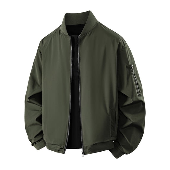 Zedker Men's Lightweight Bomber Windproof Jacket Causal Fashion Stylish Windbreaker Light Jacket Army Green L
