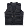 thumbnail image 1 of Zedker Men's Lightweight V-Neck Vest Zippered Casual Sleeveless Jacket for Hiking Travel with Pockets Black L, 1 of 4