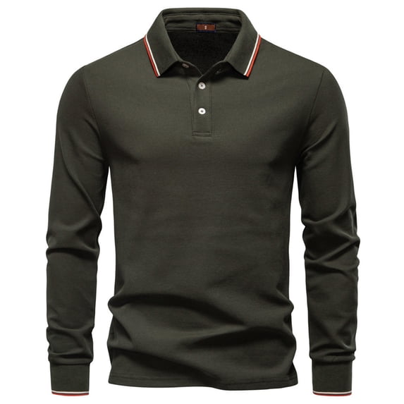 Zedker Men's Long Sleeve Shirts 3-Button Casual T-Shirts Solid Color Soft Basic Tops Lightweight Pullover Tees Army Green L