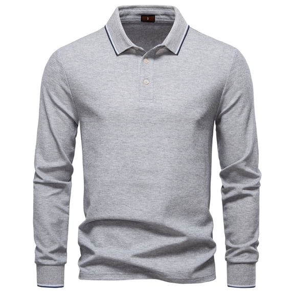 Zedker Men's Long Sleeve Shirts 3-Button Casual T-Shirts Solid Color Soft Basic Tops Lightweight Pullover Tees Gray L