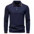 thumbnail image 1 of Zedker Men's Long Sleeve Shirts 3-Button Casual T-Shirts Solid Color Soft Basic Tops Lightweight Pullover Tees Navy XL, 1 of 8