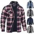 thumbnail image 1 of Zedker Men's Plaid Jackets Quilted Lined Flannel Long Sleeve Shirt for Men Button Down Shacket Coats with Pocket Blue XL, 1 of 6