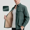 thumbnail image 1 of Zedker Men's Polar Fleece Warm Sherpa Lined Shirt Jacket for Men Winter Thick Button Down Lapel Coat Outerwear with Pockets Army Green L, 1 of 7