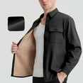 thumbnail image 1 of Zedker Men's Polar Fleece Warm Sherpa Lined Shirt Jacket for Men Winter Thick Button Down Lapel Coat Outerwear with Pockets Black XL, 1 of 8