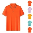 thumbnail image 1 of Zedker Men's Polo Shirt Short Sleeve Striped Solid Golf Polo Shirts for Men Casual Classic Relaxed-Fit Tops, 1 of 9