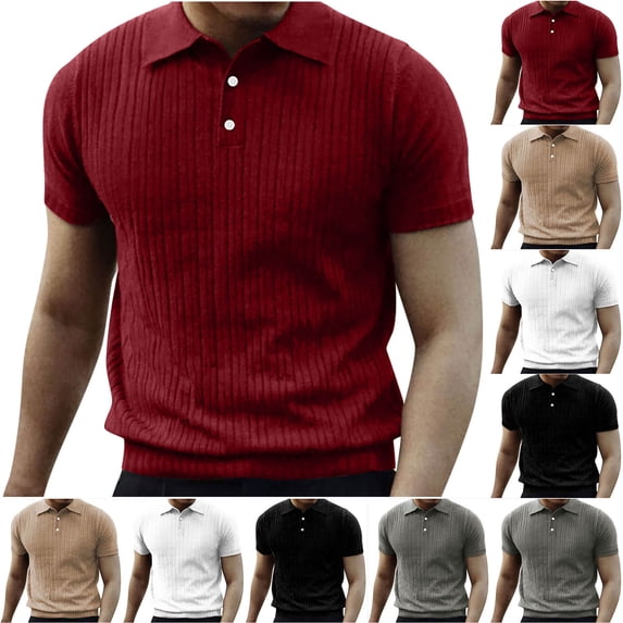 Zedker Men's Polo Shirts Short Sleeve Casual Banded Bottom Stretch Classic Fit Solid Knit Golf T-Shirts