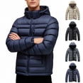 thumbnail image 1 of Zedker Men's Puffer Jacket Lightweight Packable with Hood High Collar Water Resistant Warm Insulated Puffy Winter Coats Black L, 1 of 9
