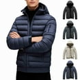 thumbnail image 1 of Zedker Men’s Puffer Jacket Lightweight Packable with Hooded Heat Jacket – Water Resistant Travel Puffer Gray L, 1 of 6