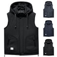 thumbnail image 1 of Zedker Men's Puffer Vest with Hooded Winter Plus Size Windproof Gilet Warm Sleeveless Jackets Waistcoat Vest for Men with Pockets Gray XXL, 1 of 6