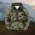 thumbnail image 1 of Zedker Men's Quarter Zip Performance Hunting Hoodie Cargo Hoodies for Men with Pocket Army Green L, 1 of 3