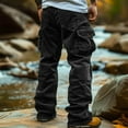 thumbnail image 1 of Zedker Men's Relaxed Straight Rugged Double-Front Denim Mens Fashion Joggers Sports Sweatpants with Pockets, Plus Size Black L, 1 of 6