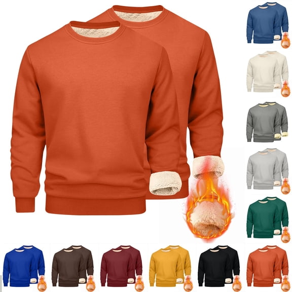 Zedker Men's Sherpa Lined Sweatshirts Fleece Pullover Basic Tops Warm Crewneck Winter Sweatshirt for Men