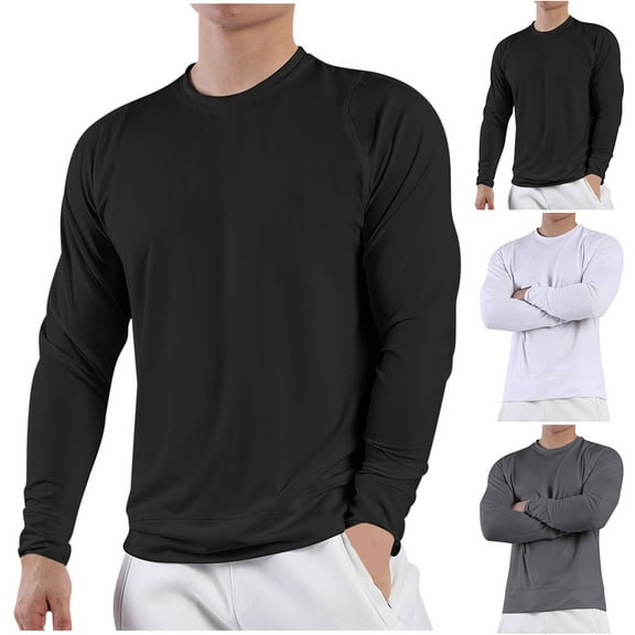 Zedker Men's Shirts Heavy Weight Long Sleeve T Shirt Crew Neck Cotton Shirts Mens Thick Comfort Solid Tee Shirt
