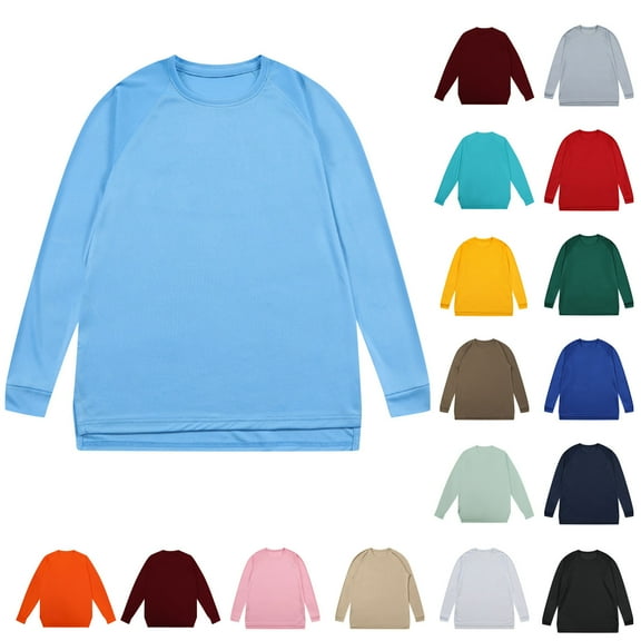 Zedker Men's Shirts Solid Color Casual Fitness Sport Permeability Round Neck Long Sleeve Blouse for Men