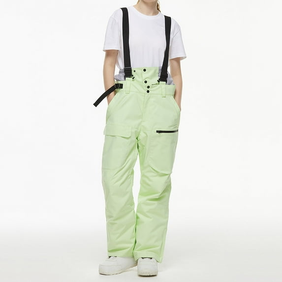 Zedker Men's Snow Ski Pants Insulated Winter Warm Outdoor Waterproof Snowboard Pants Detachable Suspender Mens Sweatpants with Pockets,Plus Size Green M