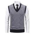 thumbnail image 1 of Zedker Men's Soft Thick Argyle Sweater Vest - Classic V-Neck Sleeveless Knit Pullover, Warm for Autumn-Winter Dark Gray XXL, 1 of 5