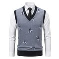 thumbnail image 1 of Zedker Men's Soft Thick Argyle Sweater Vest - Classic V-Neck Sleeveless Knit Pullover, Warm for Autumn-Winter Gray XL, 1 of 9