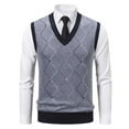 thumbnail image 1 of Zedker Men's Soft Thick Argyle Sweater Vest - Classic V-Neck Sleeveless Knit Pullover, Warm for Autumn-Winter Gray XXL, 1 of 9