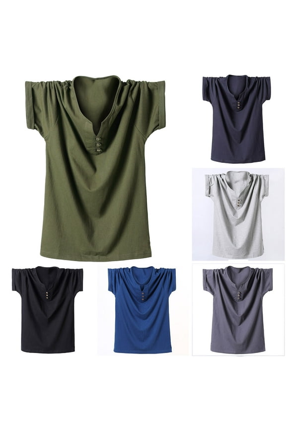 Men's T-Shirts Cotton Short Sleeve Summer T Shirts Men's Athletic Tops Big and Tall Guys Blouse Relaxed Fit