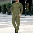thumbnail image 1 of Zedker Men's Tracksuits 2 Piece Athletic Track Suit Jogging Sweatsuits Casual button Polo Shirt Sports Set Army Green Plus L, 1 of 9