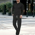 thumbnail image 1 of Zedker Men's Tracksuits 2 Piece Athletic Track Suit Jogging Sweatsuits Casual button Polo Shirt Sports Set Black Plus M, 1 of 9