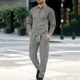thumbnail image 1 of Zedker Men's Tracksuits 2 Piece Athletic Track Suit Jogging Sweatsuits Casual button Polo Shirt Sports Set Gray Plus XXL, 1 of 9