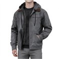 thumbnail image 1 of Zedker Men's Warm Lined Hooded Jacket, Full Zip Casual Work Coat with Contrast Collar and Multi Pockets, Winter Outerwear for Daily Wear, 1 of 6