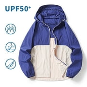 Zedker Mens Waterproof Hiking Jacket Windproof Windbreaker Camping Cycling Running Trekking Jackets with Pockets Blue L