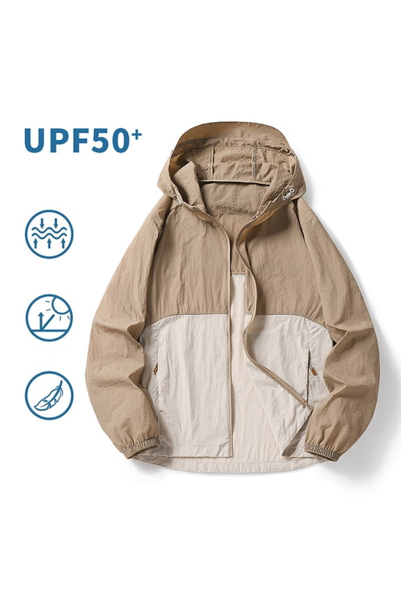 Men's Waterproof Hiking Jacket Windproof Windbreaker Camping Cycling Running Trekking Jackets with Pockets Khaki L