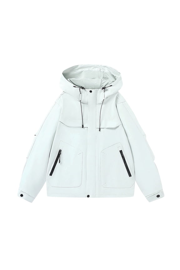Men's Waterproof Ski Jacket Warm Winter Snow Coat Hooded Mountain Windbreaker with Pockets Gray S
