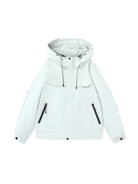 Men's Waterproof Ski Jacket Warm Winter Snow Coat Hooded Mountain Windbreaker with Pockets Gray S