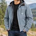thumbnail image 1 of Zedker Men’s Western Hooded Jacket with Longhorn Print, Soft Warm Inner Lining, Zip Up Casual Outer Coat, Adjustable Drawstring Hood, Chest Zipper Pocket & Side Pockets, 1 of 4