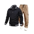 thumbnail image 1 of Zedker Men's Windbreaker Jacket Work Pants Set Casual Stylish Lightweight Jackets Long Pants Set Black L, 1 of 2